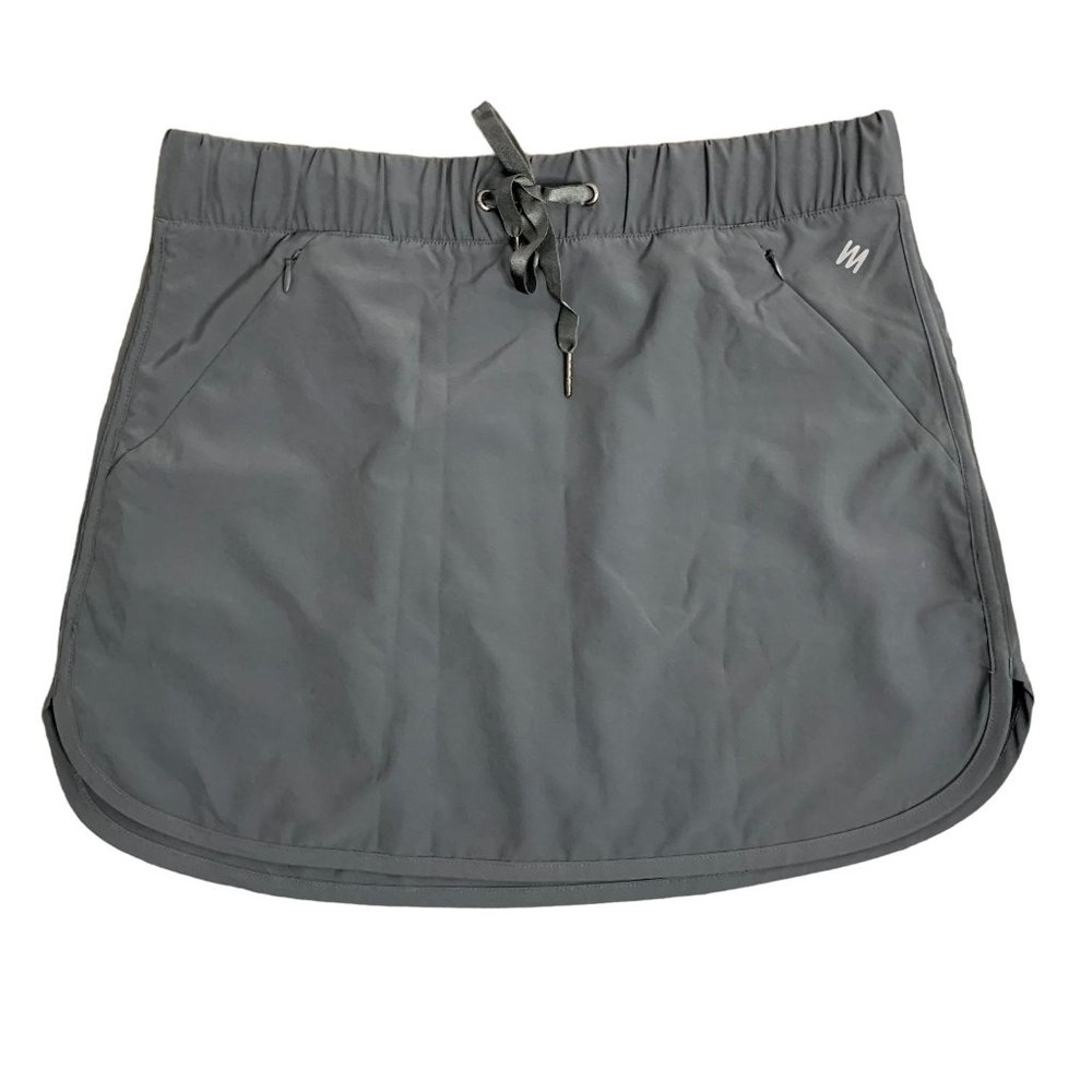 Nicole Miller Active Athletic Skirt S Grey Zip Pockets Elastic Drawstring Waist